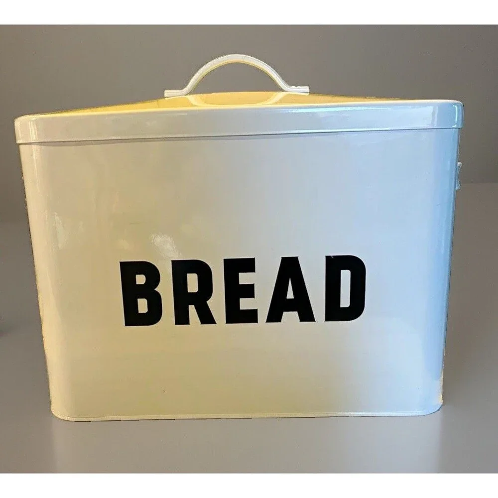 Metal Bread Bin with Lid Handle, Farmhouse Style 15x10